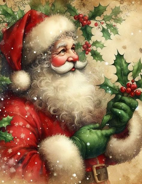 🎄Old Time Christmas Memories 🎄 | Vintage Santa Claus | Facebook Holly Clipart, Free Christmas Backgrounds, Santa Paintings, Christmas Background Images, Santa Claus Images, Journaling Scrapbook, Santa Pictures, Vintage Christmas Images, Vintage Santa Claus