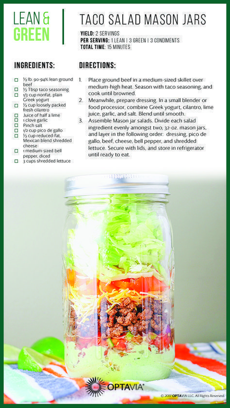 Optavia Meals, Medifast Recipes, Optavia Lean And Green, Camping Meal, Lean Protein Meals, Lean And Green, Lean Meals, Lean And Green Meals, Mason Jar Salad