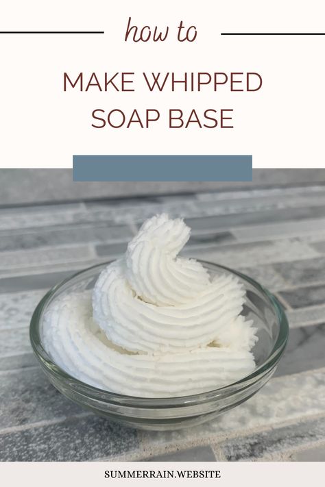 Learn how to make a Whipped Soap Base Recipe from scratch. Whipped soap bases are a blend of ingredients that give you a pliable, light and fluffy soap base. The Whipped Soap base is easily customized to create a whole bunch of different recipes with just a few ingredients. Homemade Whipped Soap Recipes, Foaming Bath Butter Base Recipe, Whipped Soap Base Recipe, Whipped Body Soap Recipe, How To Make Whipped Soap, How To Make Soap Base At Home, Soap Scrub Recipe, Diy Whipped Soap Recipe, Foaming Sugar Scrub Recipe