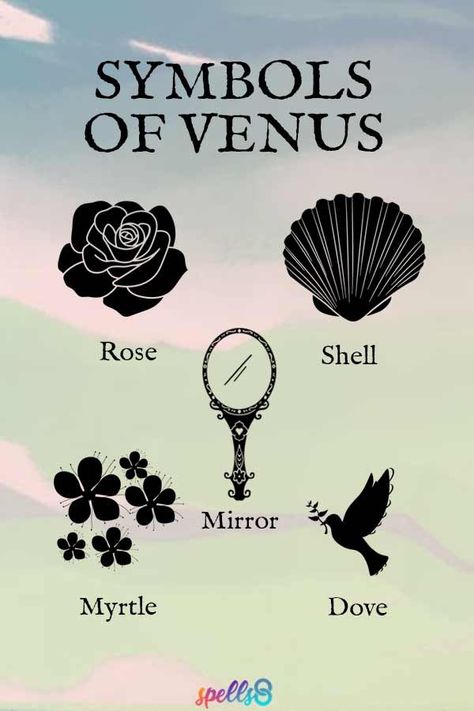 Venus, Goddess of Love: Symbols, Myths & Offerings – Spells8 Aphrodite Goddess Symbols, Symbol Of Beauty, Black Venus Goddess, Venus Offerings, Venus Symbolism, Worship Aphrodite, Venus Tattoo Ideas, Venus Tattoo Goddess, Venus Symbol Tattoo