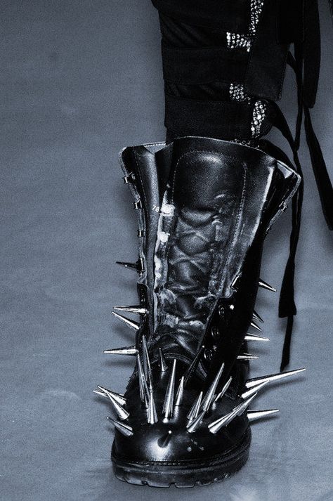 Don't mess #spikes #punk #rockstar #MaterialGirl Studs And Spikes, Gothic Boots, Gothic Shoes, Creative Shoes, Hot Boots, J Black, Gogo Boots, Spike Heels, After Life