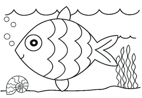 Coloring Worksheets For Kindergarten, Ocean Coloring Pages, Kindergarten Coloring Pages, Fish Coloring Page, Preschool Coloring Pages, Free Coloring Sheets, Easy Coloring, Coloring Ideas, Coloring Sheets For Kids