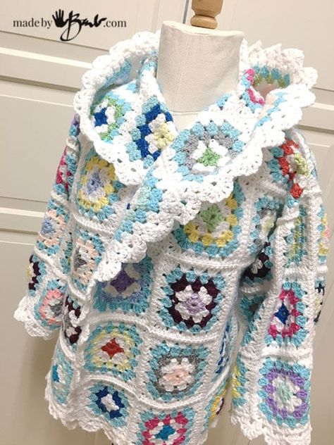 Crocheting Clothes, Granny Square Jacket, Crochet Shrugs, Crochet Jacket Pattern, Granny Square Sweater, Christmas Crochet Patterns Free, Crochet Cardigan Pattern Free, Granny Square Crochet Patterns Free, Upcycling Projects