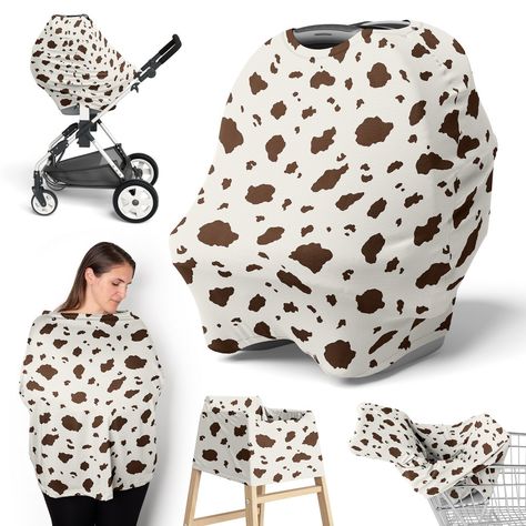 Wild West Cowboy Collection Sweet Jojo Designs stylish 5 in 1 baby cover makes the perfect versatile wrap that can be used for all your newborn essentials. This baby canopy can be used as a infant carseat cover or baby stroller cover to protect your little one from wind and provide shade and provide 360 degree coverage. Not only is it a baby breastfeeding cover for public feeding times, but it can also be used as a restaurant high chair cover for a clean and easy surface. The multi use cover can Western Infant Clothes, Vintage Baby Gear, Baby Clothes Country, Baby Travel Gear, Baby Shower Favors Diy, Baby Canopy, Cowboy Baby Shower, Cow Decor, Breastfeeding Cover