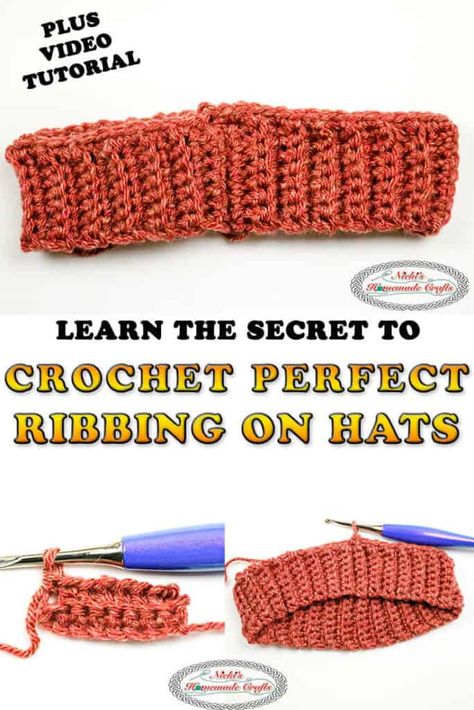 Crochet Ribbing, Hat Tutorial, Learn How To Crochet, Tutorial Crochet, Diy Hat, Hat Beanie, Crochet Stitches Tutorial, How To Knit, Crochet Instructions