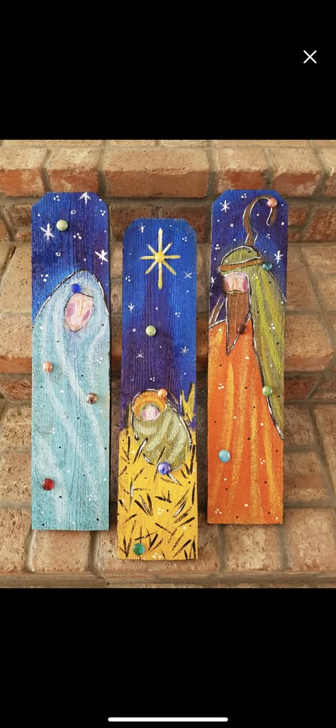 Porch Sitters, Nativity Painting, Porch Leaners, Wooden Nativity, Christmas Greens, Gifts For Boyfriend Parents, Long Art, Outdoor Fence, Small Porch