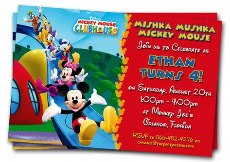 Mickey Mouse Clubhouse Birthday Invitation Template Free Mickey Mouse Funhouse Birthday, Mickey Mouse Clubhouse Invitations, Invitation Mickey Mouse, Minnie Mouse Clubhouse, Mickey Mouse Birthday Invitations, Mickey Mouse Invitation, Mickey Mouse Invitations, Mickey Mouse Clubhouse Birthday Party, Mickey Mouse Clubhouse Party