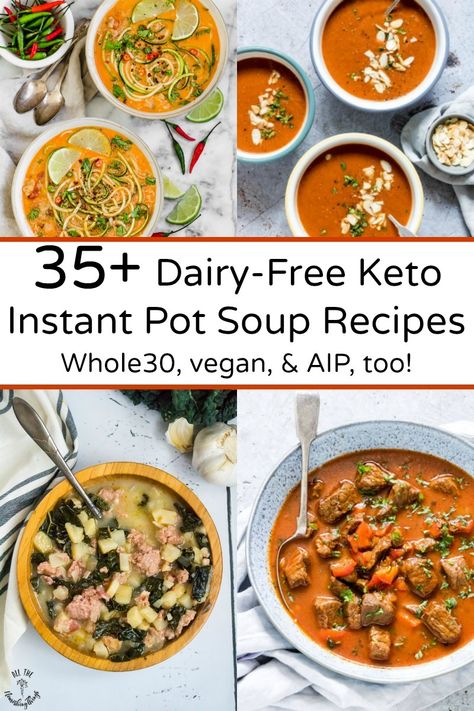 Dairy Free Keto Instant Pot Recipes, Keto Vegan Soup Recipes, Low Carb Dairy Free Soup, Low Carb Dairy Free Soup Recipes, Keto Soup Recipes Dairy Free, Dairy Free Keto Soup, Aip Instant Pot Recipes, Aip Instant Pot, Keto Dairy Free Recipes