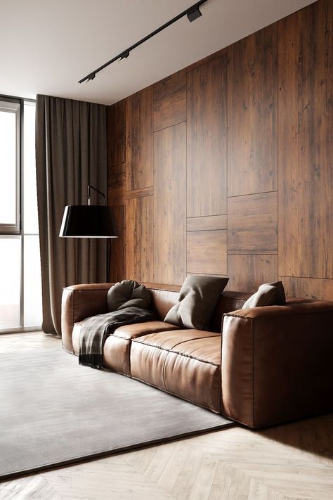 36 Leather Sofa Living Room Ideas for Timeless Elegance | Deco Trends 2024 - placeideal.com Modern Rustic Sofa, Light Leather Sofa, Wall Cladding Interior Living Rooms, Leather Sofas Living Room Ideas, Dark Brown Leather Sofa, Leather Interior Design, Brown Leather Couch, Leather Sofa Living Room, Living Room Styles