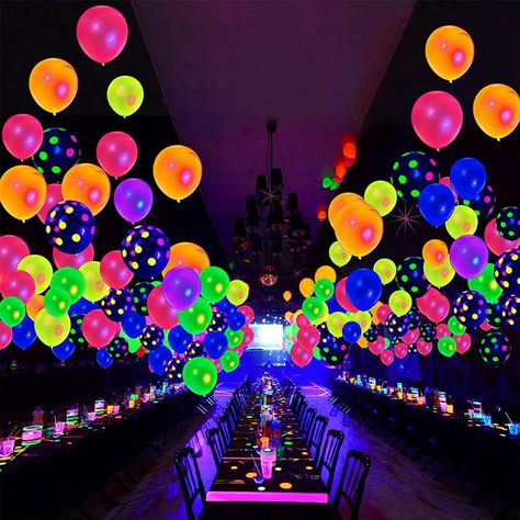 Glow In The Dark Prom, Bday Crafts, Neon Balloons, Formal Decor, Glow Party Decorations, Homecoming 2022, Neon Disco, Neon Party Decorations, Neon Party Supplies