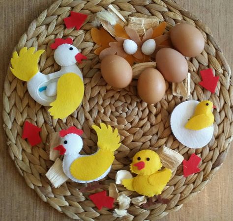 Lifecycle of a hen. Playtime with KingsKid softbook :) Egg Project, Life Cycle Craft, Homeschool Crafts, Bridal Party Favors, Parts Of A Flower, Felt Craft, Craft Bags, School Project, Childrens Crafts