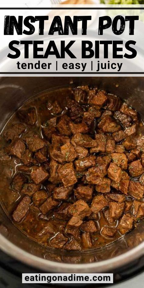 Meat Instapot Recipes, Pressure Cook Beef Tips, Instapot Steak Dinner Ideas, Beef Ball Tip Steak Recipes, Ninja Foodie Steak Bites, Pressure Cooker Steak Tips, Instant Pot Sirloin Tips, Beeftips Recipe Instapot, Flat Iron Steak Instant Pot