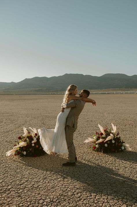 Secluded Serenity: Eloping at Dry Lake Bed - elopementlasvegas.com Dry Lake Bed Wedding, Nelson Ghost Town Wedding, Small Private Wedding, Intimate Elopement Ideas, Dry Lake Bed, Very Small Wedding, Fun Wedding Pictures, Intimate Wedding Reception, Groom Pictures