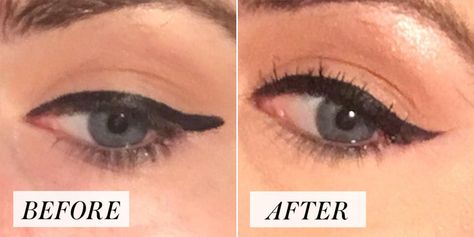 A Redditor on the MakeupAddiction subreddit shared how she uses a makeup wipe to sharpen her winged eyeliner to perfection. #”eyeliner” Winged Eyeliner Tricks, Winged Liner Makeup, Easy Winged Eyeliner, Eyeshadow For Green Eyes, How To Do Eyeliner, Eyeliner Hacks, Winged Eyeliner Tutorial, Eyeliner For Beginners, Simple Eyeliner