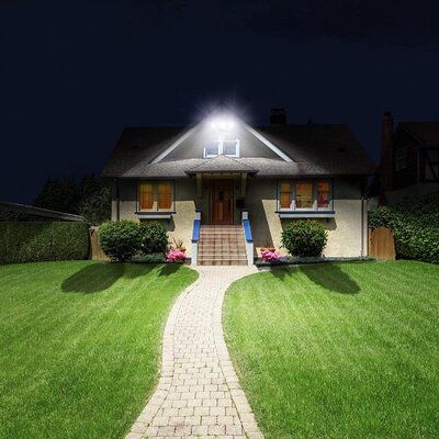 Make your house the brightest house on the street. | fidigeilo 55 Watt Flood Light in White, Size 7.17 H x 17.87 W x 5.23 D in | Wayfair Patio Playground, Garage Patio, Led Flood Lights, Flood Light, Security Lights, Flood Lights, Solar Lights, Solar, Garage