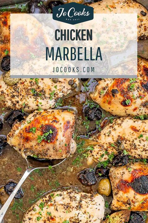 Whip up a delightful Chicken Marbella tonight! A perfect mix of sweet, savory, and oh-so-easy to make. #ChickenMarbella #EasyGourmet Keto Recipes Chicken, Good Red Wine, One Pot Chicken Recipes, Chicken Marbella, Jo Cooks, Chicken Appetizers, Green Olives, Juicy Chicken, Recipes Chicken