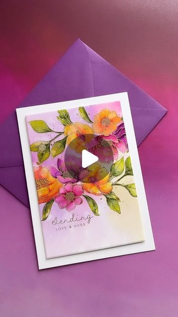 Kristina Werner on Instagram: "🌼🌺🌸 Some colorful flower painting with @karinmarkers and stamps from @simonsaysstamp! Comment “link” and I’ll message you a link to watch either the full-length replay or edited-for-time replay from last night’s livestream at YouTube." Colorful Flower Painting, Kristina Werner, Love Hug, Stamped Cards, Live Streaming, Colorful Flowers, Last Night, Flower Painting, Card Ideas