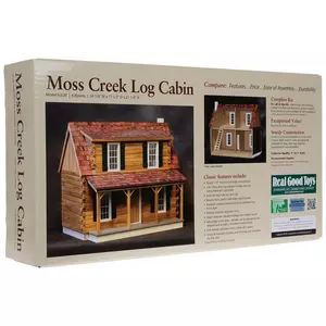 Log Cabin Dollhouse, Miniature Cabin, Miniature Builds, Dollhouse Exterior, Cabin Dollhouse, Window Trims, Real Good Toys, Beachside Bungalow, Front Door Interior