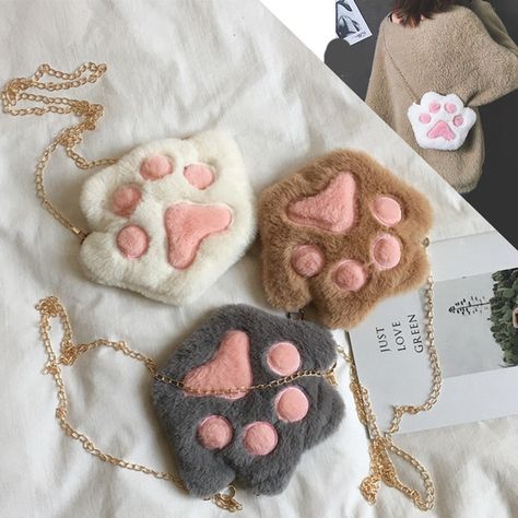 Cute Bear Paw Girls Chain Zipper Shoulder Bag Lovely Children's Soft Plush Coin Purse Baby Boys Accessories Small Crossbody Bags | Wish Chat Kawaii, Kawaii Bag, Cute Coin Purse, Kids Purse, Pink Toes, Plush Bags, Baby Boy Accessories, Bear Paw, Kawaii Plush