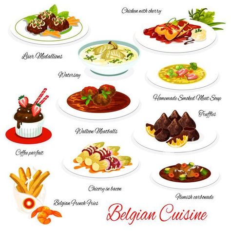 Belgian Cuisine (Freepik) Belgian Cuisine, Icon Sets, Png Images, Vector Images, Vector Illustration, Illustrator, Ethnic Recipes