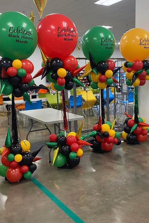 Juneteenth Balloon Decor, Juneteenth Balloon Garland, Seafood Picnic, Juneteenth Celebration Ideas, Juneteenth Decorations, Ballon Ideas, Rally Ideas, Chitenge Outfits, Column Ideas