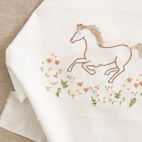 Wild Horse Embroidery Pattern PDF by Sarah Jane Stitches Design, Embroidered Horse, Learning To Embroider, Embroidery Materials, Embroidery Stitches Tutorial, Hand Embroidery Projects, Embroidery Gifts, Embroidery Patterns Vintage, Learn Embroidery