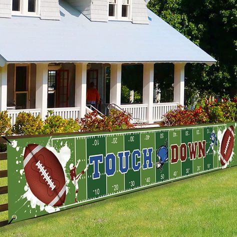 Football Photo Backdrop, Super Bowl Sunday Games, Football Party Banner, Football Themed Birthday Party, Tailgate Decorations, Football Party Decorations, Sports Party Decorations, Football Banner, Anniversary Banner