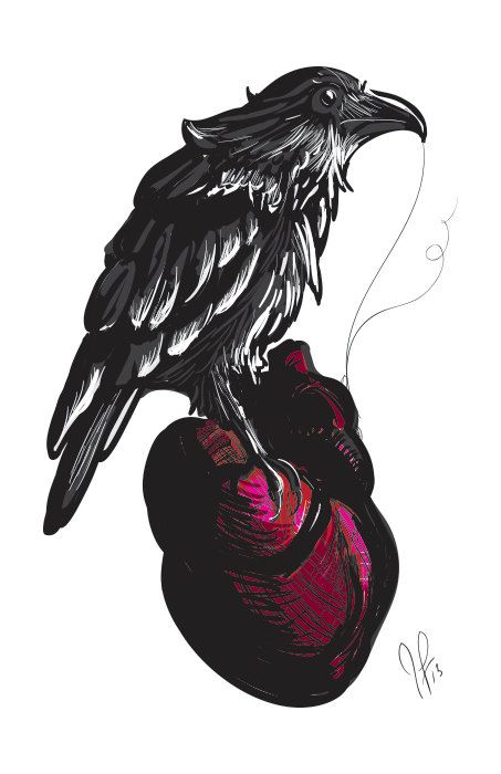 The Telltale Raven by RoanHollow Baby Memorial Tattoos, Anatomical Heart Art, Couple Matching Tattoo, Raven Tattoo, Human Heart, Black Ink Tattoos, Disney Tattoos, Cover Up Tattoos, Trippy Art