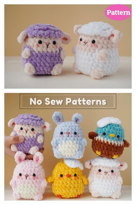 6 Sheep Easter Egg Crochet Patterns Crochet Sheep Amigurumi, Sheep Crochet Pattern Free, Easter Egg Animals, Sheep Amigurumi Free Pattern, Crochet Sheep Free Pattern, Crochet Sheep Pattern, Easter Egg Crochet, Sheep Crochet Pattern, Duck Crochet Pattern