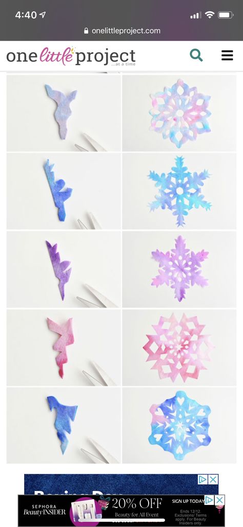 Snowflakes Crafts For Kids, Crafts For Kids At Home, Coffee Filter Snowflakes, Coffee Filters Snowflakes, Holiday Art Projects, Fun Winter Crafts, Snowflakes Art, How To Make Snowflakes, Snowflake Craft