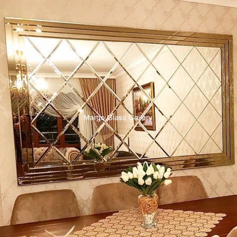 Cermin Dinding Bevel dengan Frame Cermin Brown MG 065009 Mirrored Walls, Wall Mirror Decor Living Room, Mirror Decor Living Room, Hall Mirrors, Mirror Wall Bedroom, Mirrored Wall, Mirror Design Wall, Room Partition Designs, Mirror Design