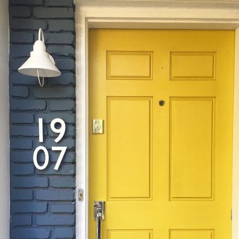 Nugget SW 6697 - Sherwin-Williams Exterior Door Paint Colors, Yellow Paint Color, Painted Exterior Doors, Pastel Paint Colors, Yellow Front Doors, Yellow Paint Colors, Lake Houses Exterior, Front Door Paint Colors, Door Paint Colors