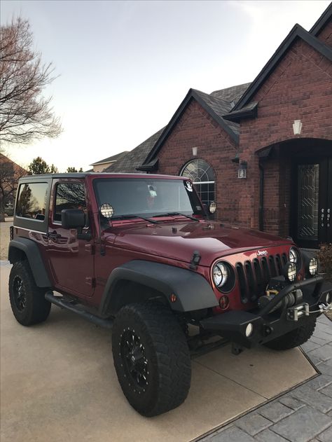 Maroon Jeep Wrangler Auto Jeep, Wrangler Jeep, Mustang Mach 1, Car Wheels Rims, Dream Cars Jeep, 1932 Ford, Jeep Lover, Car Goals, Jeep Wrangler Rubicon