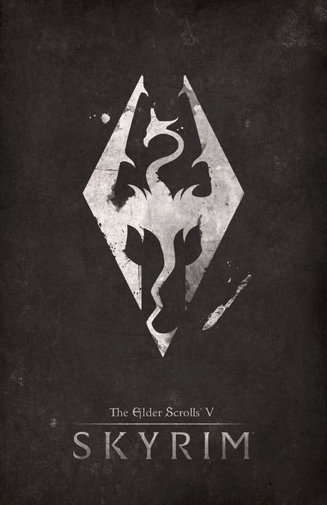 Skyrim Logo, Skyrim Wallpaper, Video Game Logos, Skyrim Art, Elder Scrolls Skyrim, Bethesda Games, Video Game Posters, Gaming Posters, Elder Scrolls V Skyrim