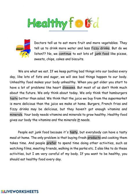 Reading comprehension interactive worksheet for grade 6. You can do the exercises online or download the worksheet as pdf. Reading Comprehension Texts, Healthy Routines, Reading Comprehension For Kids, Esl Reading, Comprehension Exercises, Reading Comprehension Lessons, English Activities For Kids, Essay Writing Skills, Family Reading