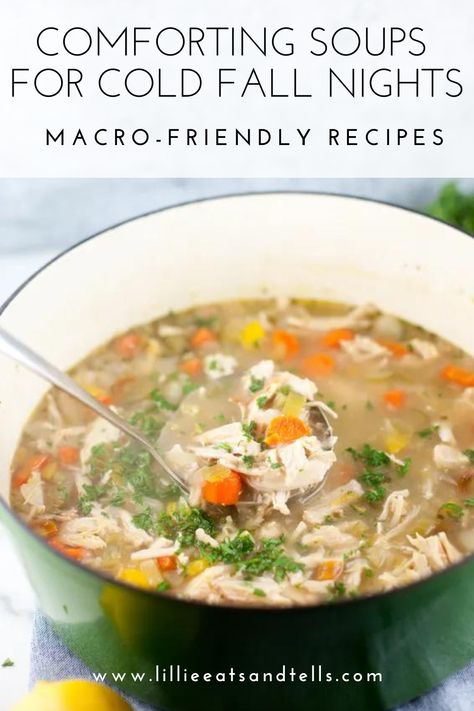 Macro Friendly Fall Soup, Creamy Chicken Pot Pie, Warm Meals, Rotisserie Chicken Breast, Butternut Soup, Quinoa Soup, Chicken Pot Pie Soup, 2b Mindset, Pot Pie Soup