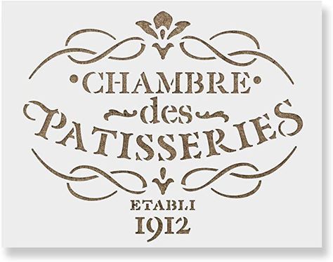 Amazon.com: French Label Chambre des Patisseries Stencil Template for Walls and Crafts - Reusable Stencils for Painting in Small & Large Sizes Crown Stencil, French Signs, Laser Cut Stencils, French Patisserie, French Bakery, Wall Stencils, Stencil Templates, Country French, Stencil Template