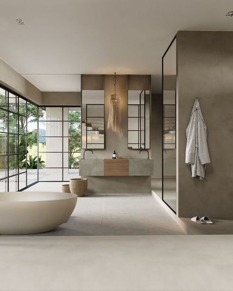 BRABBU: Fall in love with this nature-inspired s... Boutique Bathroom, Timeless Bathroom Design, Cozy Interior Design, Sophisticated Bathroom, Timeless Bathroom, Luxury Italian Furniture, Japandi Interior, Modern Mountain, Luxury Interiors