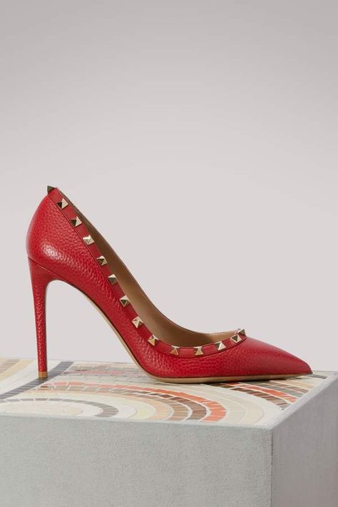 Valentino Rockstud Pumps - red Valentino pumps! Valentino Shoes 2023, Heeled Ankle Boots Outfit, Valentino Pointed Heels, Valentino Garavani Heels, Valentino Red Heels, Valentino Vlogo Heels, Valentino Rockstud Pumps, Valentino Boots Mytheresa.com, Valentino Pumps