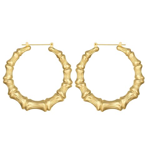 PRICES MAY VARY. ❤Premium Material: Gold bamboo earrings are made of 18K gold plated stainless steel. High-quality material won't cause stimulation to your skin. It can last forever, keeping shiny, nickel -free and never fade and deform. ❤Suits for Most Women: We have 3 common sizes, 2.0 inches, 2.8 inches and 3.2 inches, which can be worn in daily life or a party. ❤90s Earrings: Travel through time and revisit the trendy fashion of the 90s! We present to you our collection of classic bamboo hoo Bamboo Hoop Earrings Aesthetic, Gold Hoops Chunky, Gold Bamboo Earrings, Customized Earrings, Hoop Earrings Aesthetic, 90s Earrings, Xoxo Jewelry, Hip Hop Accessories, 90s Jewelry