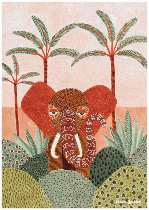 Elephant Illustration, Afrikaanse Kunst, Soyut Sanat Tabloları, Elephant Art, Kids Prints, Indian Art, All Art, Fine Art Print, Art Wallpaper