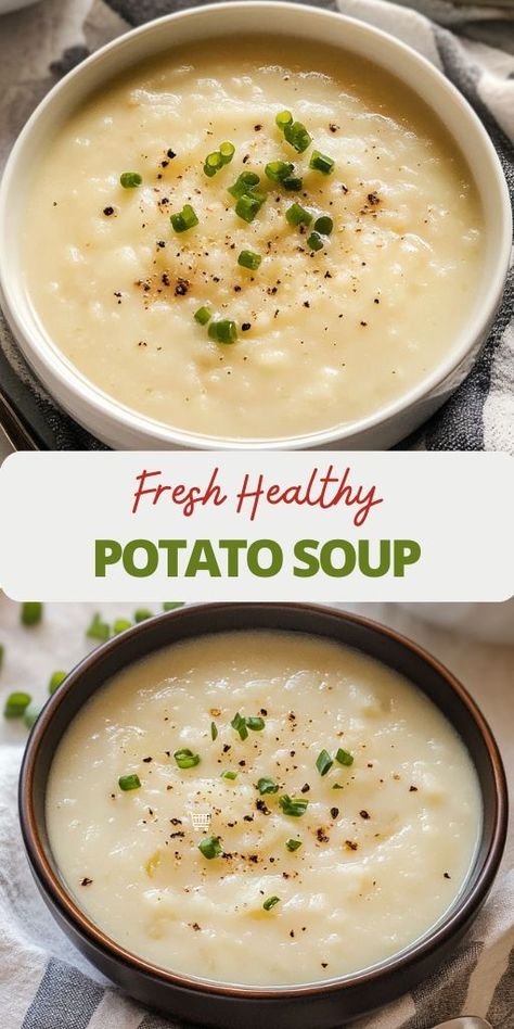 Old-Fashioned Potato Soup is a classic comfort food that brings warmth and satisfaction to every spoonful! 🥔🍲 Made with simple ingredients like tender potatoes, onions, and creamy broth, this hearty soup is perfect for cozy dinners or chilly days. It's an easy, one-pot meal that's budget-friendly and full of flavor.🤗  ✨ Try this timeless favorite today and warm up with a bowl of creamy goodness! ✨  #PotatoSoup | #ComfortFood | #SoupSeason Potato Soup On The Stove Top, Potato Soup Simple Quick And Easy, One Pot Potato Soup, Purple Potato Soup, Potato Soup Old Fashioned, Potato And Onion Soup, Low Calorie Potato Soup, Shoneys Potato Soup Recipe, Old Fashion Potato Soup