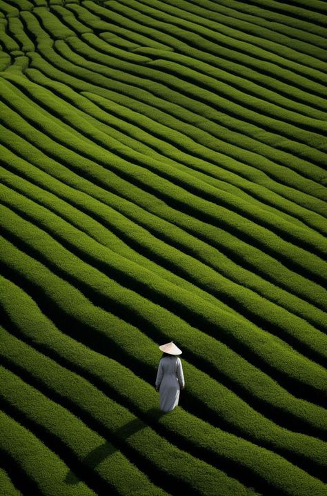 Artistic photography of tea fields, with vibrant green hues creating a natural mosaic that captivates the eye and celebrates the splendor of tea cultivation. Tea Field, Matcha Bars, Chinese Boat, Pukka Tea, Tea Diffuser, Artisan Tea, Tea Farm, Asian Tea, Farm Photography