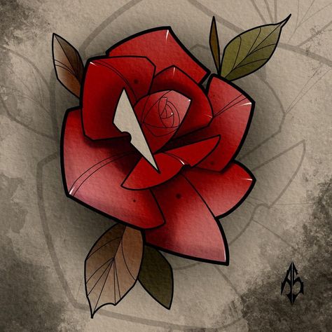 Neo Traditional Rose Tattoo Design, Neotraditional Rose Tattoo, Neotrad Rose, Neo Trad Rose, Traditional Flower Tattoo Design, Rose Tattoo Outline, Neo Traditional Rose, Neotraditional Rose, Rose Outline Tattoo