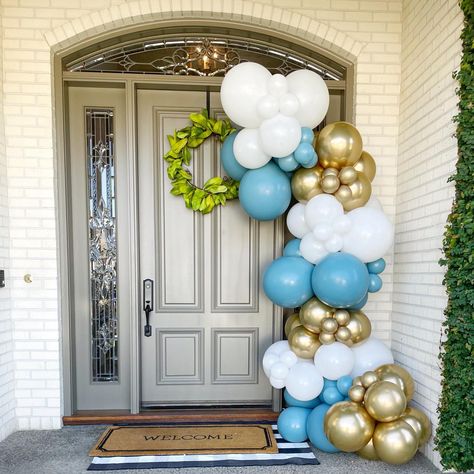 Birthday Front Door Decorations, Front Door Balloon Garland, Garland Front Door, Front Door Decorations, Balloon Decor, Milestone Birthday, Milestone Birthdays, Balloon Garland, Front Door Decor