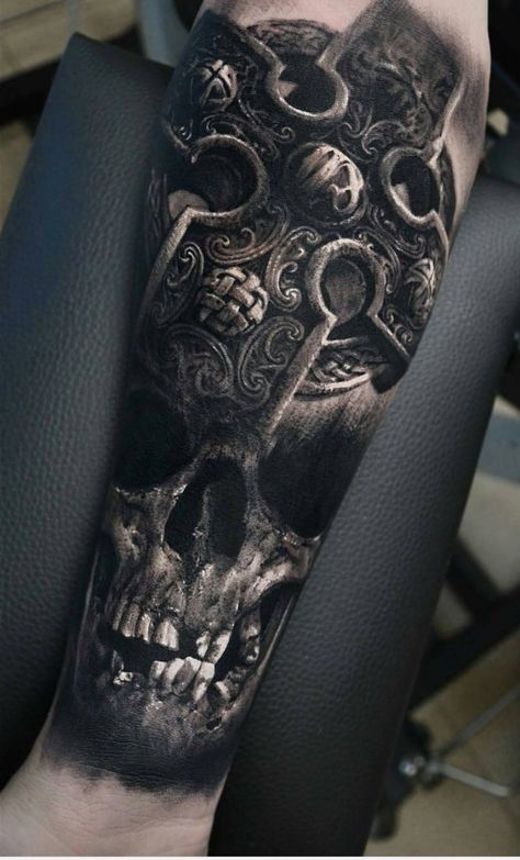 Eliot Kohek, Horror Portrait, Tato 3d, Skull Sleeve Tattoos, Sick Tattoo, Nature Tattoo, Forearm Tattoo Design, Forearm Sleeve Tattoos, Geniale Tattoos