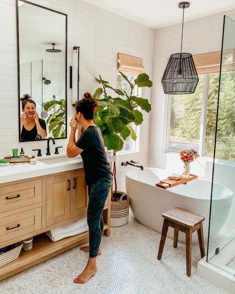 My bathroom is definitely my wellness hub. It's my safe space not only for exercise, but for my long-term quest to be consistent with skincare. Boho Style Bathroom, Skincare Ritual, Free Skincare, Boho Bathroom, Upstairs Bathrooms, Bathroom Renos, Boho Home, Bathroom Styling, Guest Bathroom