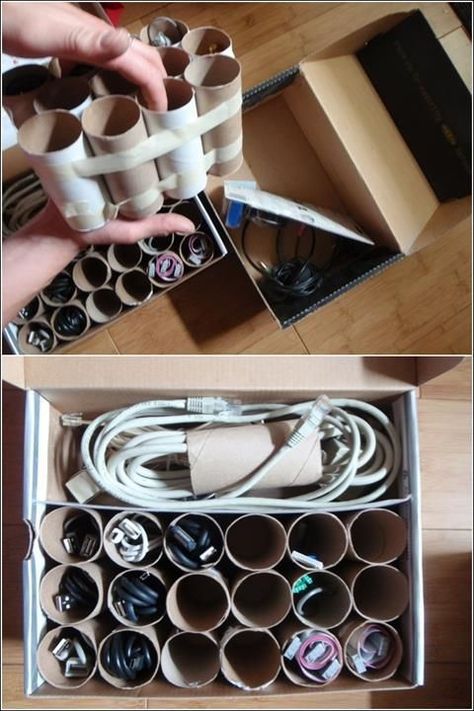 Desain Pantry, Toilet Paper Roll Holder, Organisation Hacks, Cord Storage, Cord Management, Cord Organization, Moving Tips, Simple Life Hacks, Storage Hacks