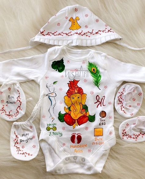 Chathi Clothes Baby, Clothes Print Design, Baby Clothes Keepsake, Baby Born Clothes, Indian Baby Showers, Clothes Print, Baby Boy Decorations, Kids Clothes Diy