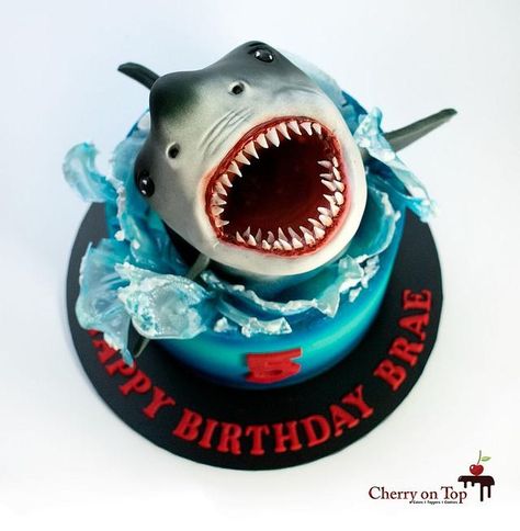 Megalodon Birthday Cake, Megladon Shark Cake, Shark Head Cake, Megalodon Party, Sharknado Cake, Shark Cakes For Kids Boys, Jaws Cake, Shark Cake Ideas, Shark Themed Cakes